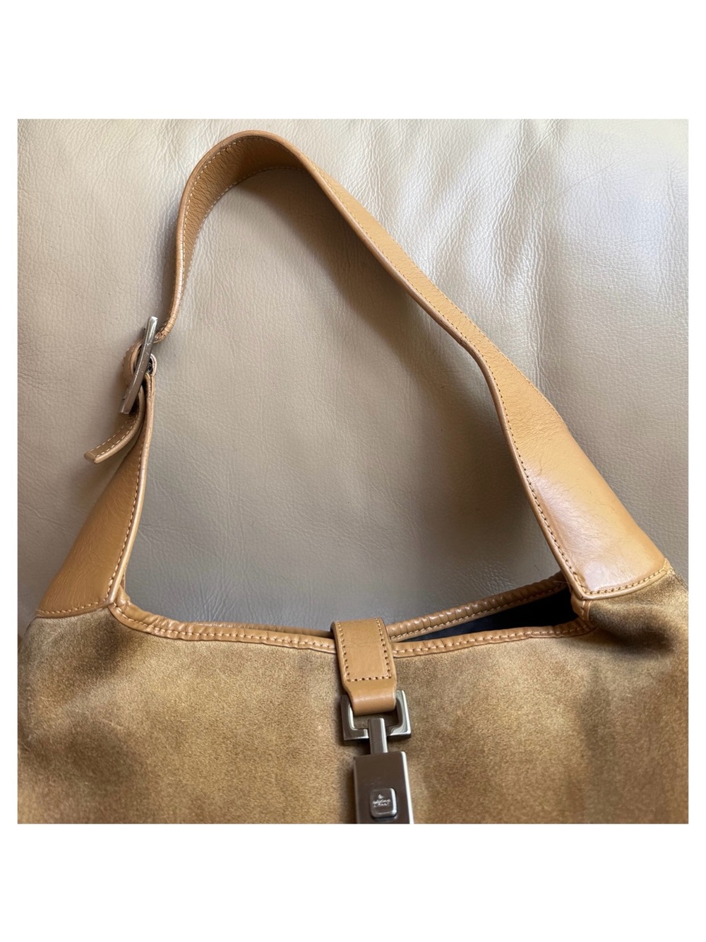 Authentic Vintage Gucci Jackie Tan Suede Leather Shoulder Bag - Picture 6 of 13